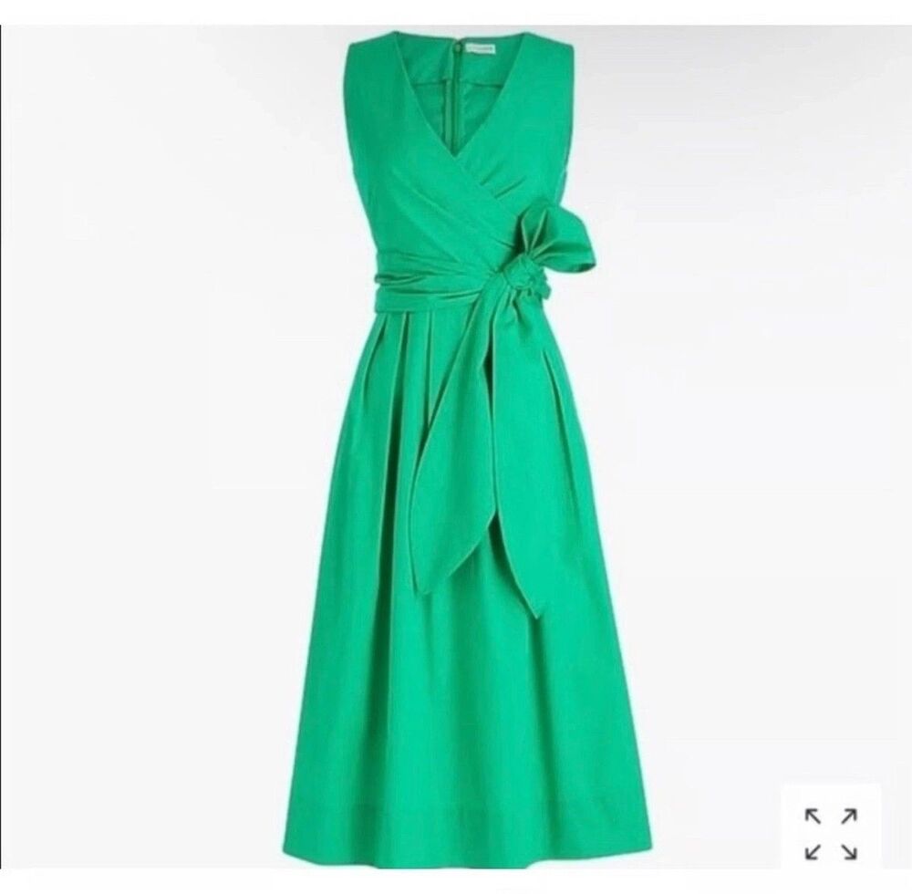 J. by J. Crew Sleeveless Wrap-top Pleaded Dress In Kelly Green Front Tie 6
